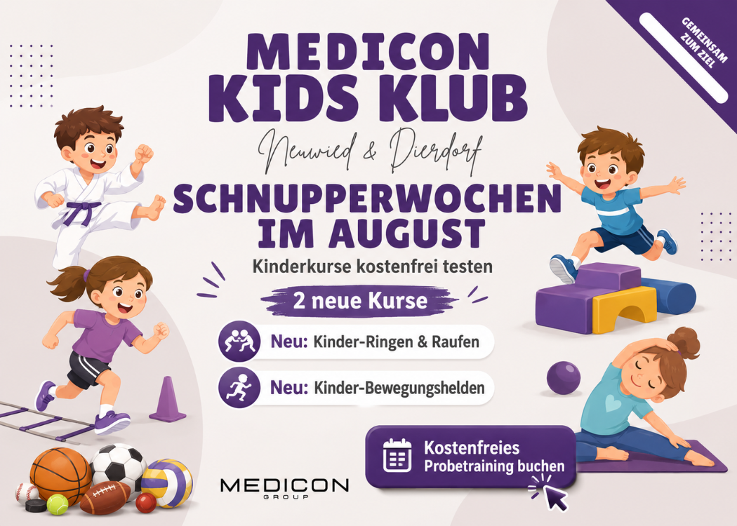 Medicon KidsKlub Neuwied & Dierdorf wächst weiter Neue Kinderkurse ohne Aufpreis Medicon KidsKlub Neuwied & Dierdorf wächst weiter Neue Kinderkurse ohne Aufpreis